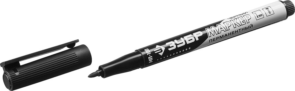 ЗУБР МП-100, 1 мм, заостренный, черный, перманентный маркер, Профессионал (06320-2) от компании ТД МЕЛОЧевка (товары для дома от метизов до картриджей) - фото 1
