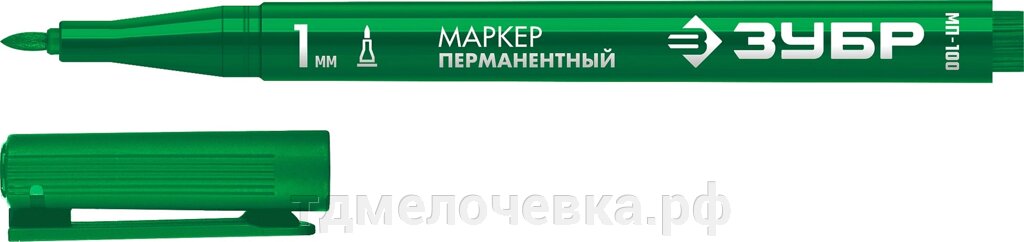 ЗУБР МП-100 1 мм, заостренный, зеленый, Перманентный маркер, ПРОФЕССИОНАЛ (06320-4) от компании ТД МЕЛОЧевка (товары для дома от метизов до картриджей) - фото 1