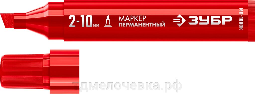 ЗУБР МП-1000К 2-10 мм, клиновидный, красный, Перманентный маркер, ПРОФЕССИОНАЛ (06333-3) от компании ТД МЕЛОЧевка (товары для дома от метизов до картриджей) - фото 1