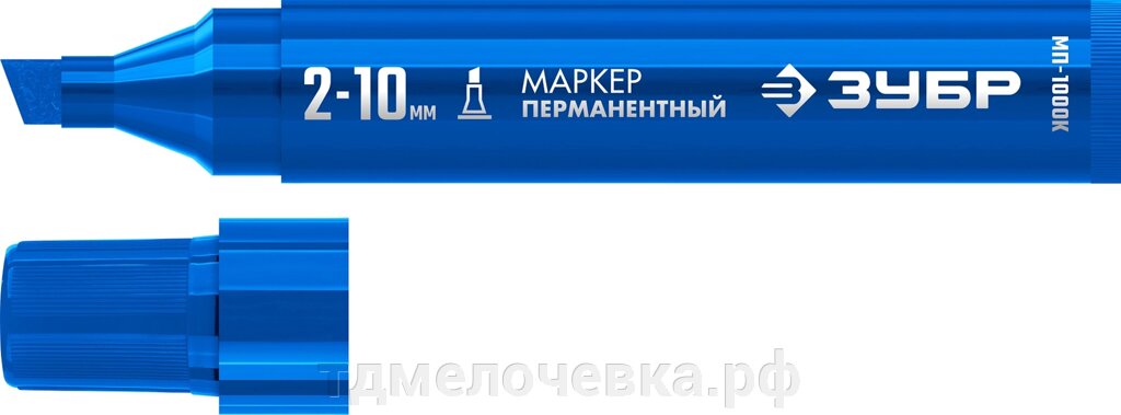 ЗУБР МП-1000К 2-10 мм, клиновидный, синий, Перманентный маркер, ПРОФЕССИОНАЛ (06333-7) от компании ТД МЕЛОЧевка (товары для дома от метизов до картриджей) - фото 1