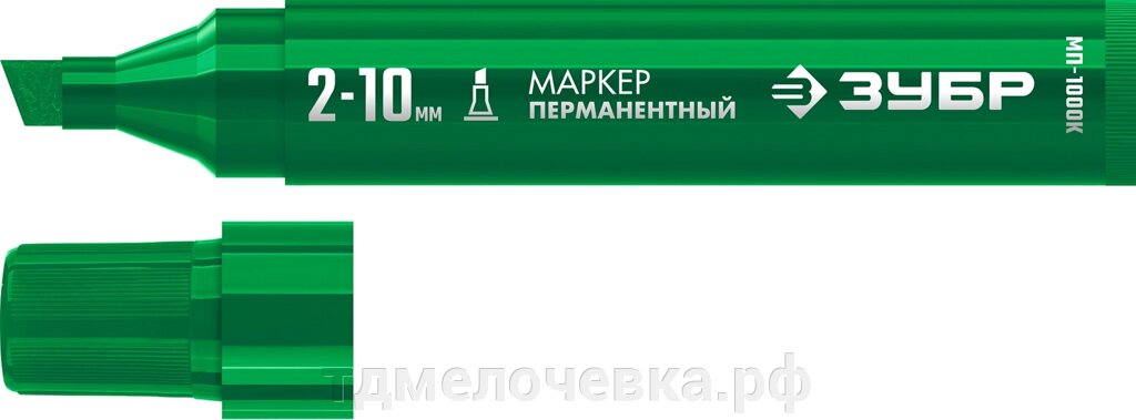 ЗУБР МП-1000К 2-10 мм, клиновидный, зеленый, Перманентный маркер, ПРОФЕССИОНАЛ (06333-4) от компании ТД МЕЛОЧевка (товары для дома от метизов до картриджей) - фото 1