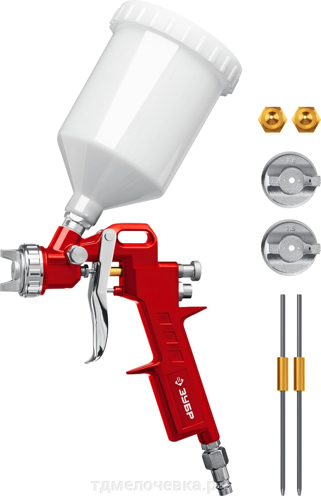ЗУБР MS 200-3, 1.2, 1.5, 1.8 мм, пневматический краскопульт с верхним бачком (06458) от компании ТД МЕЛОЧевка (товары для дома от метизов до картриджей) - фото 1
