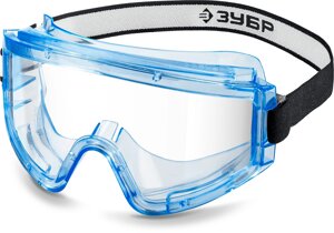 ЗУБР ПАНОРАМА Г, закрытого типа, стекло из ударопрочного поликарбоната, защитные очки с герметичной вентиляцией,