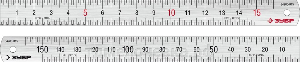 ЗУБР Про-15, длина 0.15 м, усиленная нержавеющая линейка, Профессионал (34280-015) от компании ТД МЕЛОЧевка (товары для дома от метизов до картриджей) - фото 1