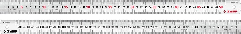 ЗУБР Про-50, длина 0.50 м, усиленная нержавеющая линейка, Профессионал (34280-050) от компании ТД МЕЛОЧевка (товары для дома от метизов до картриджей) - фото 1