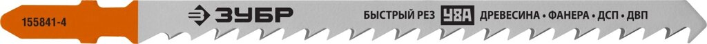 ЗУБР T344D, T-хвост., У8А сталь, по дереву, шаг зуба 4 мм (6TPI), раб. длина 110 мм, 2 шт, полотна для лобзика, от компании ТД МЕЛОЧевка (товары для дома от метизов до картриджей) - фото 1