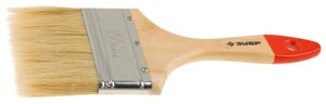 ЗУБР УНИВЕРСАЛ, 100 мм, 4″светлая натуральная щетина, деревянная ручка, все виды ЛКМ, плоская кисть (4-01001-100)