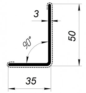 Угол 50*35*3 90 гр -6000 м. внешний угол ламинация ПРЕМИУМ