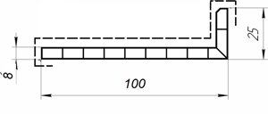 Угол 100*25 -6000 м. внутренний угол ламинация СТАНДАРТ