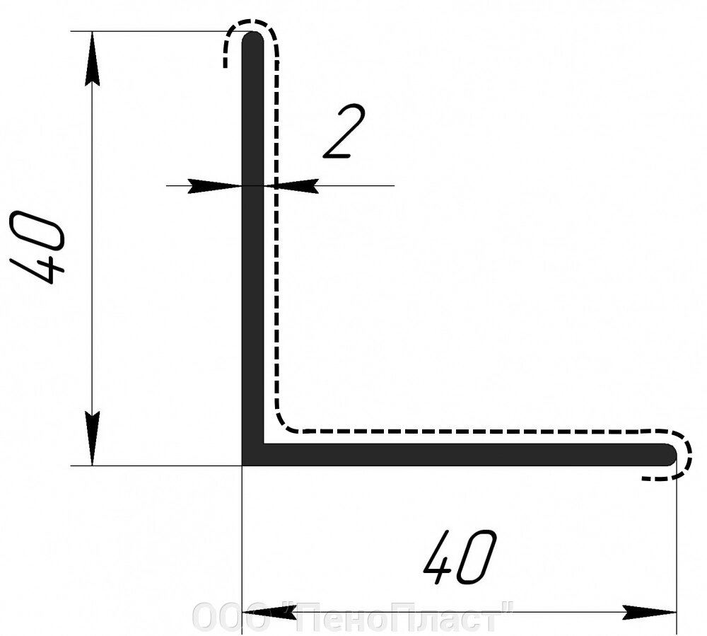 Угол 40*40*2  90 гр -6000 м. внутрений угол ламинация СТАНДАРТ от компании ООО "ПеноПласт" - фото 1