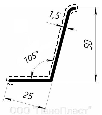 Угол 50*25  105 гр -6000 м.  ламинация СТАНДАРТ от компании ООО "ПеноПласт" - фото 1