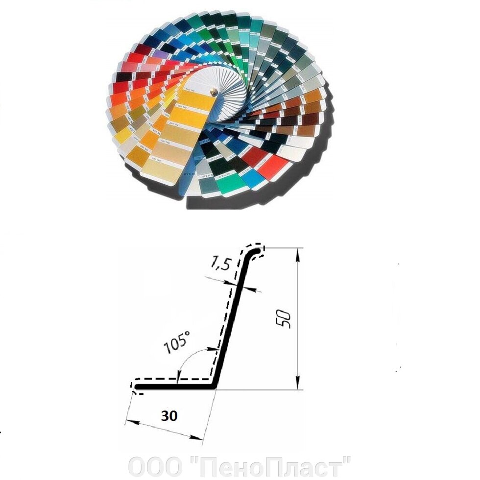 Угол 50*30*2 - 2250 мм цветной от компании ООО "ПеноПласт" - фото 1