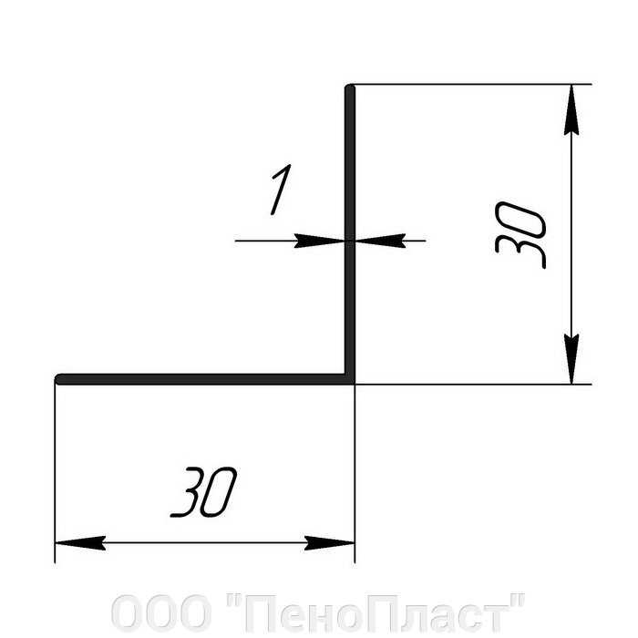 Уголок 30*30*1 - 1000 мм от компании ООО "ПеноПласт" - фото 1