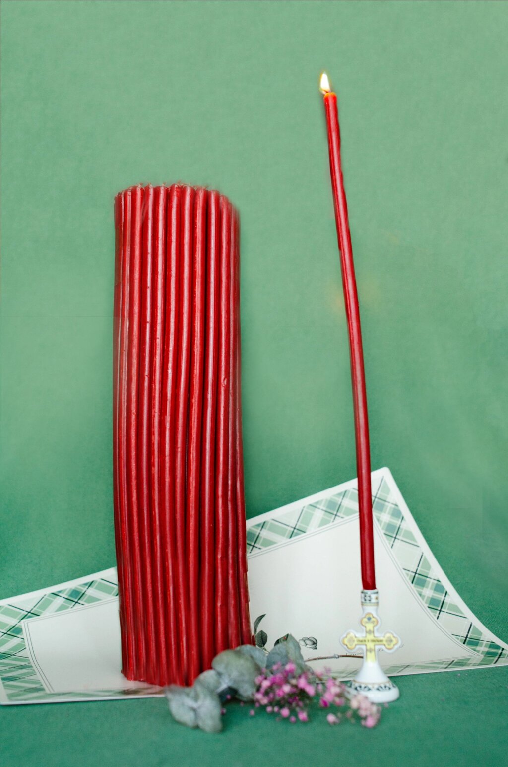 Свечи церковные восковые, красного цвета №10 2 кг от компании Восковые свечи Козельск - фото 1