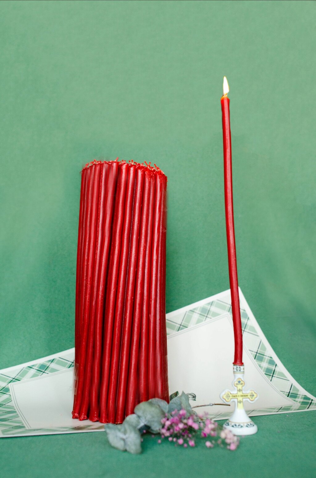 Свечи церковные восковые, красного цвета №20 2кг от компании Восковые свечи Козельск - фото 1