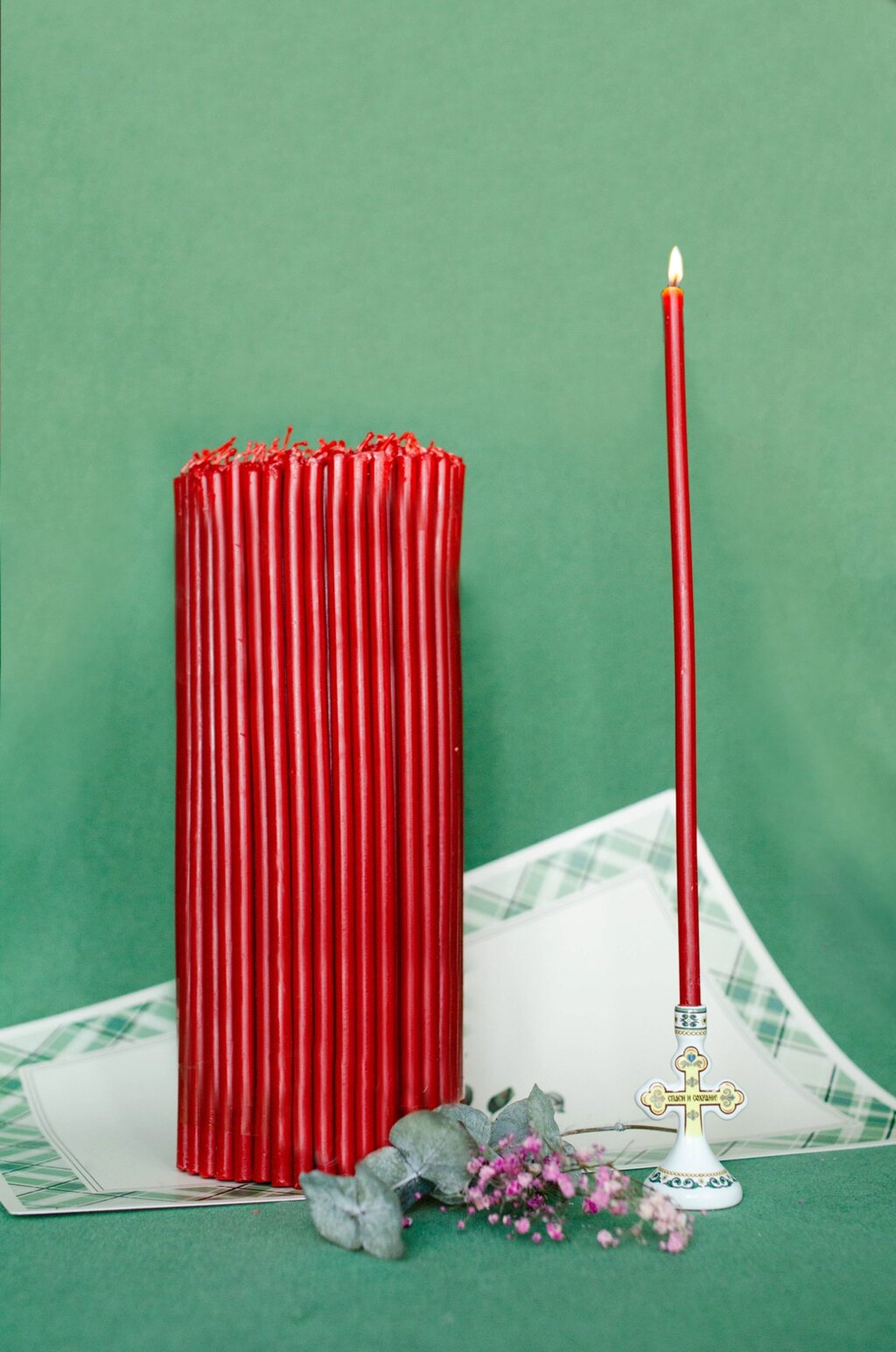 Свечи церковные восковые, красного цвета №30 2кг от компании Восковые свечи Козельск - фото 1