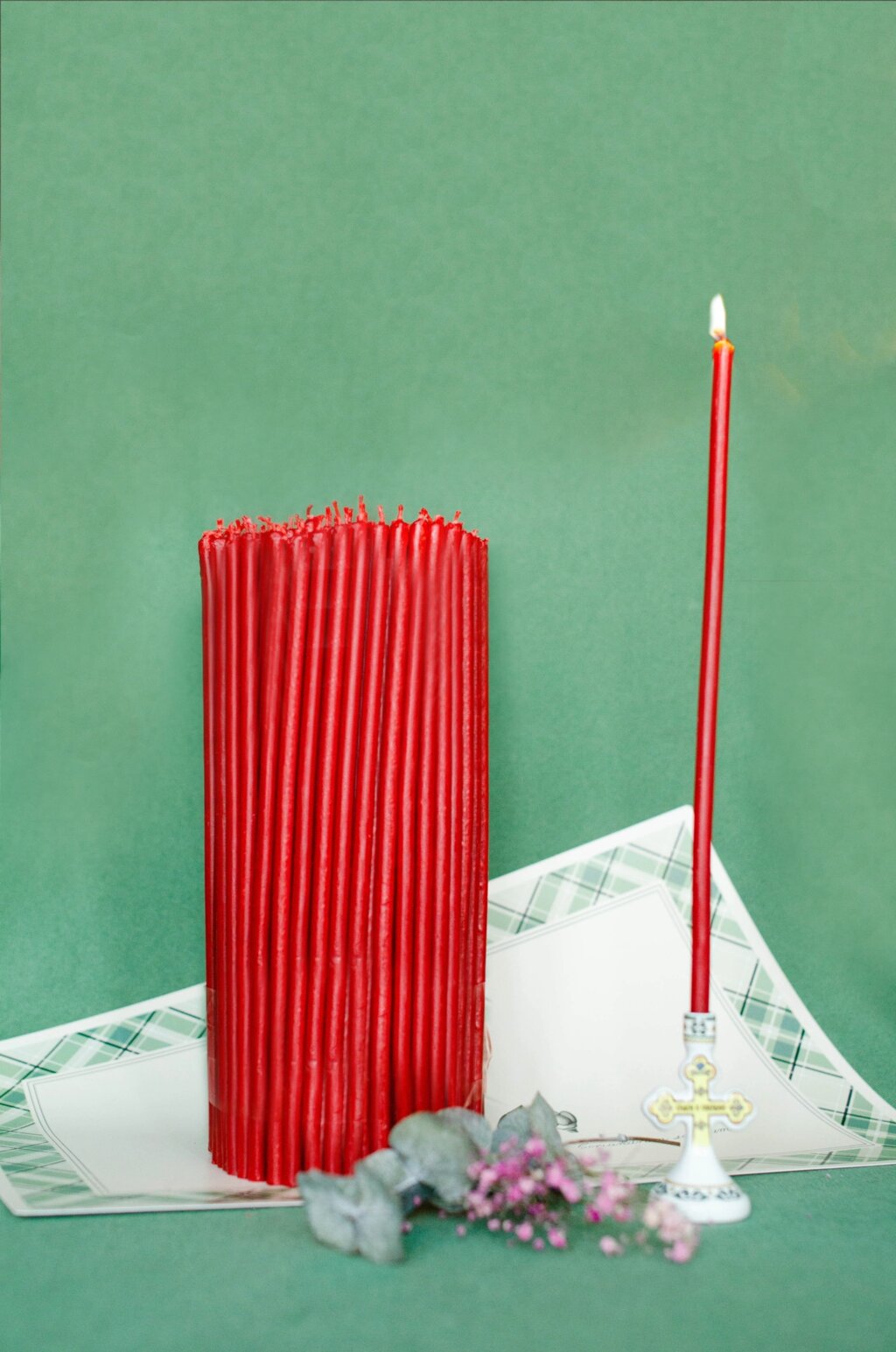 Свечи церковные восковые, красного цвета №40 2кг от компании Восковые свечи Козельск - фото 1