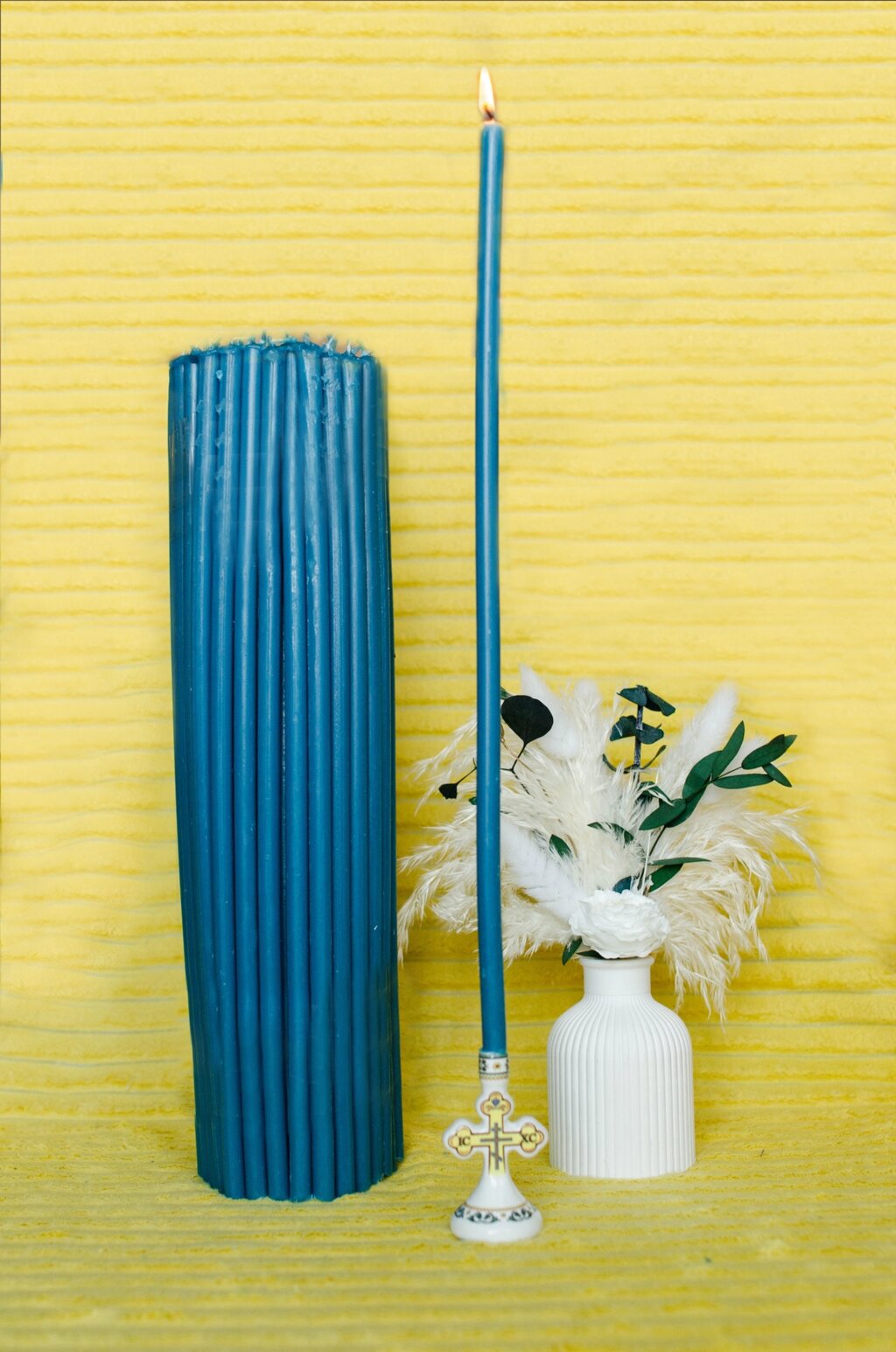 Свечи церковные восковые, синего цвета №10 2 кг от компании Восковые свечи Козельск - фото 1