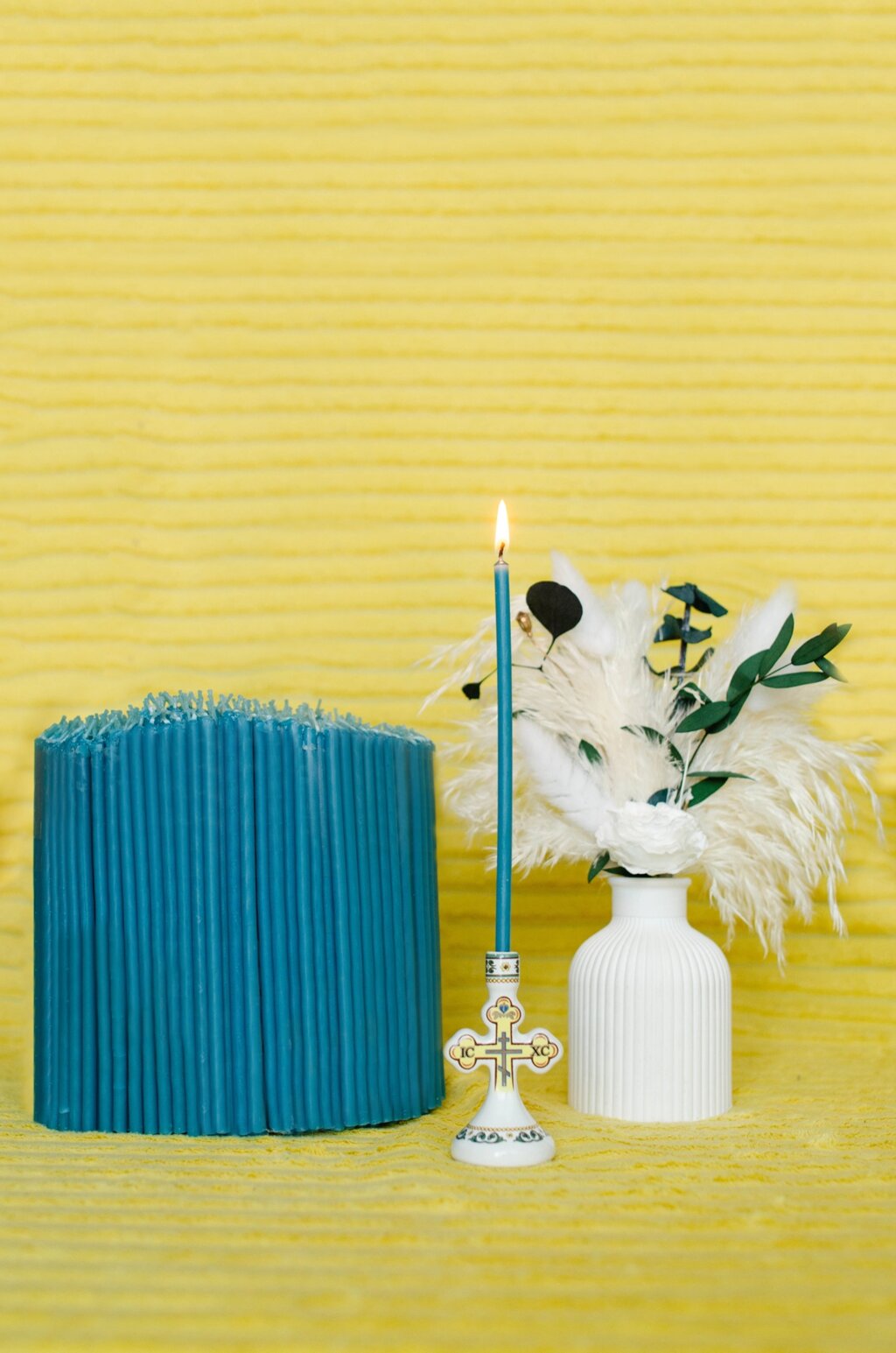 Свечи церковные восковые, синего цвета №120 2 кг от компании Восковые свечи Козельск - фото 1