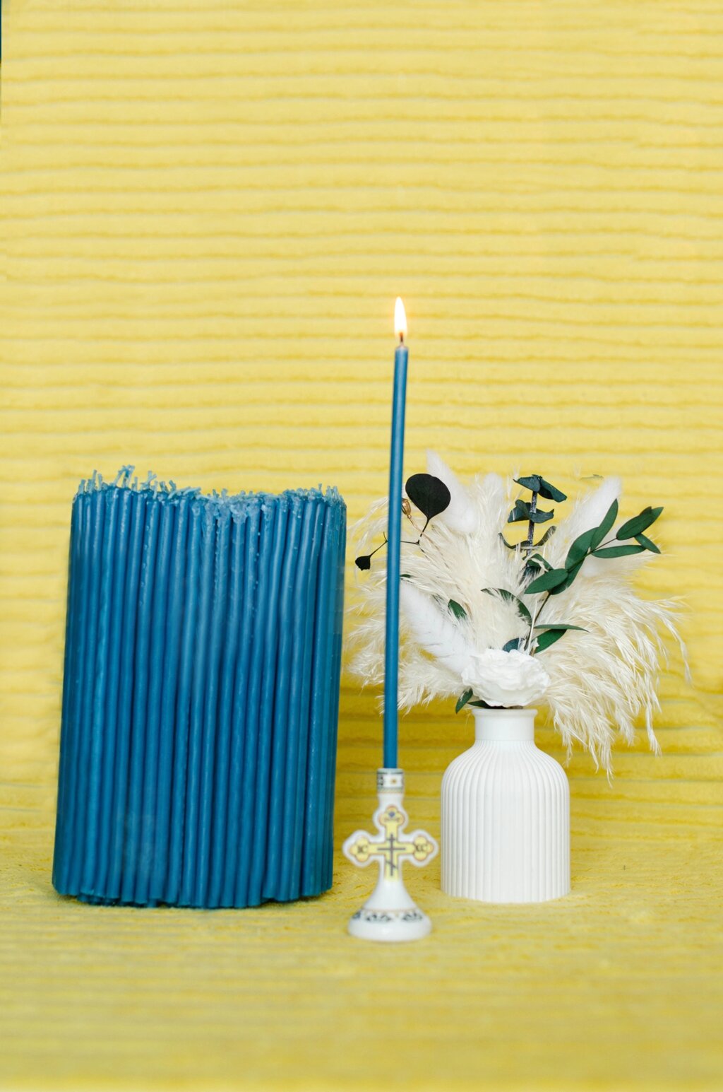 Свечи церковные восковые, синего цвета №60 2 кг от компании Восковые свечи Козельск - фото 1