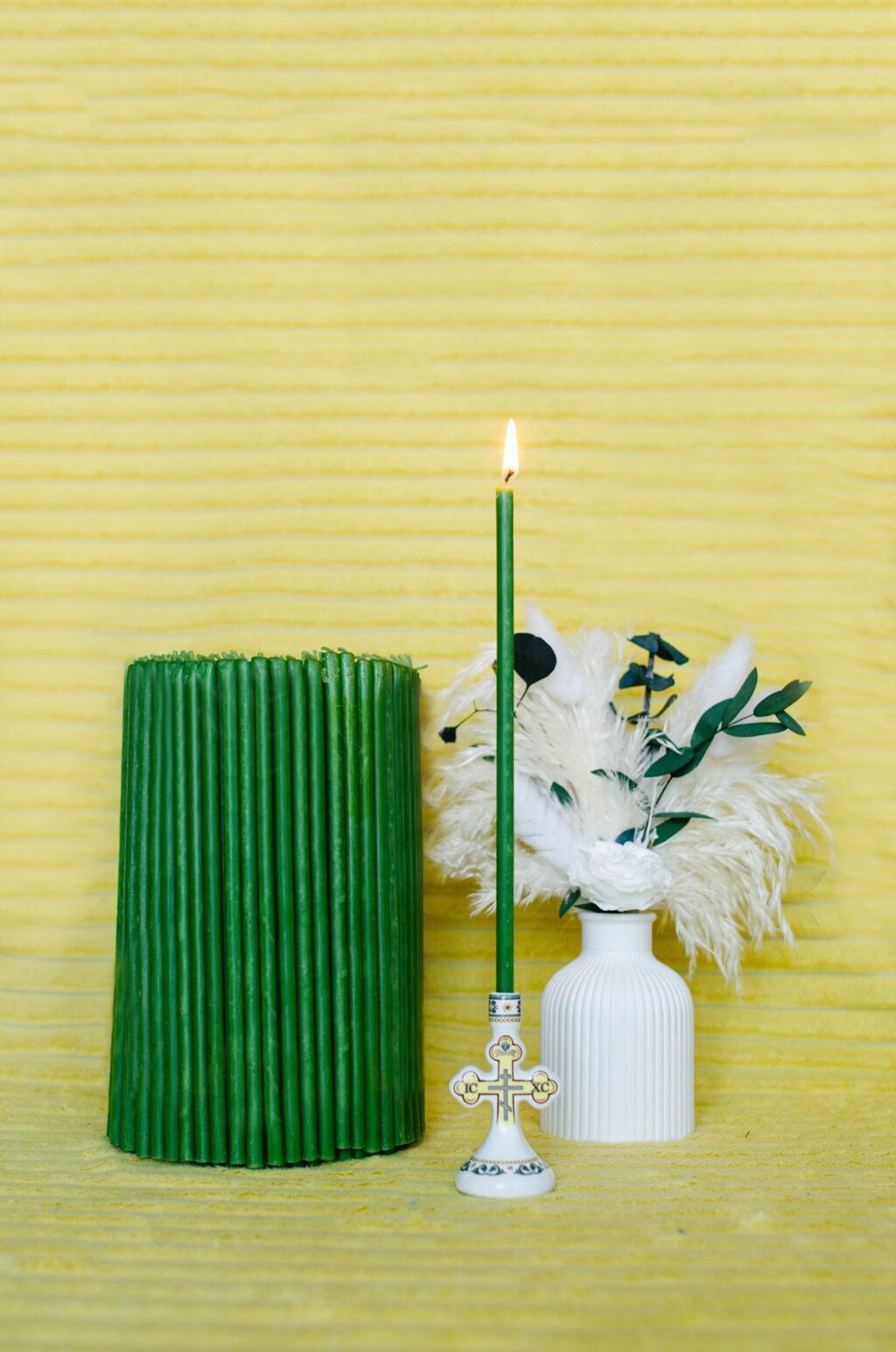 Свечи церковные восковые, зелёного цвета №60 2 кг от компании Восковые свечи Козельск - фото 1