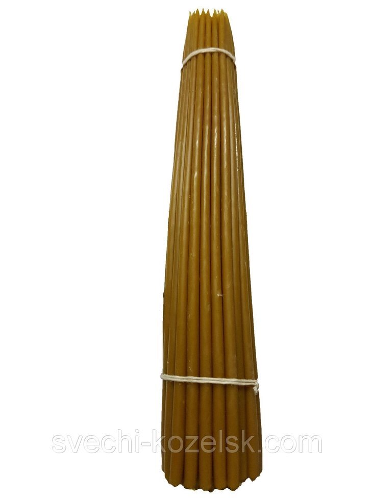 Свечи третий сорт №5 вес 800 гр., высота 400 мм., диаметр 8 мм., 50 свечей в пачке от компании Восковые свечи Козельск - фото 1