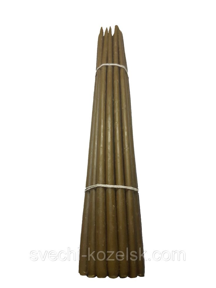 Свечи третий сорт №7 вес 1200 гр., высота 490 мм., диаметр 14 мм., 25 свечей в пачке от компании Восковые свечи Козельск - фото 1