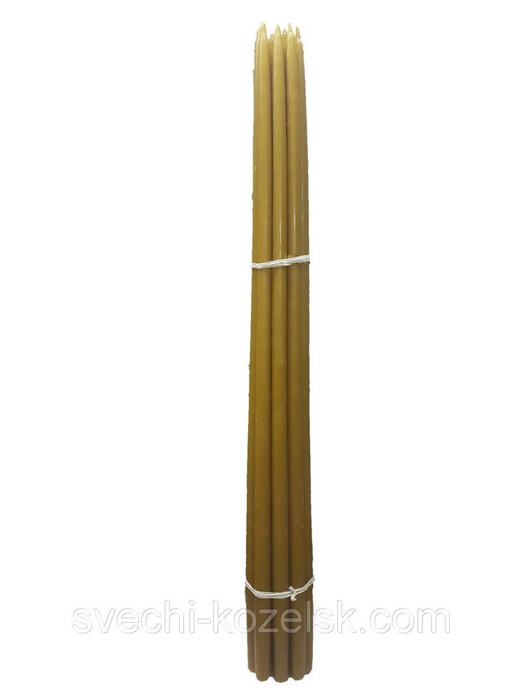 Свечи третий сорт №8 вес 940 гр., высота 630 мм., диаметр 17 мм., 10 свечей в пачке от компании Восковые свечи Козельск - фото 1