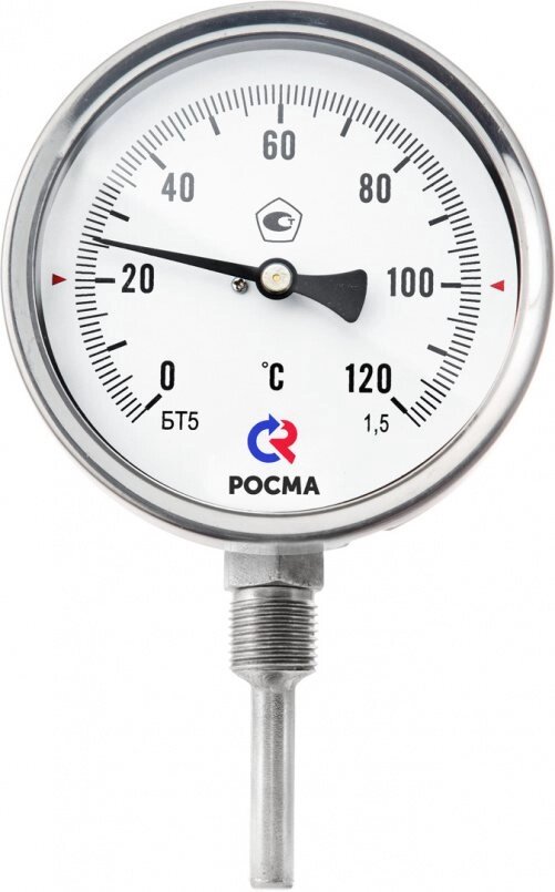 Росма БТ-52.220 100 мм Термометр биметаллический коррозионностойкий (радиальное присоединение) от компании ООО "СНАБГАЗКОМ" - фото 1
