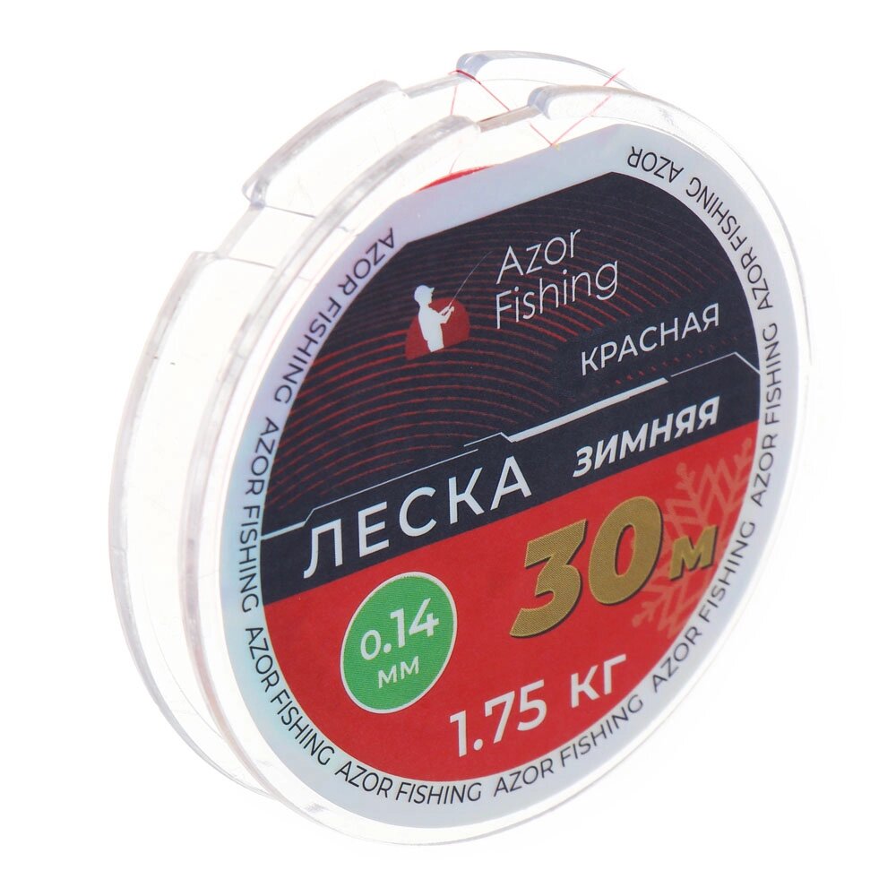 AZOR FISHING Леска зимняя, 30м, 0,14мм, 1,75кг, красная от компании ООО "Барс" - фото 1