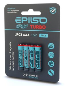 Батарейки epilso TURBO LR03/AAA, 4шт/уп 1.5V (40/720) (аналог duracell TURBO)