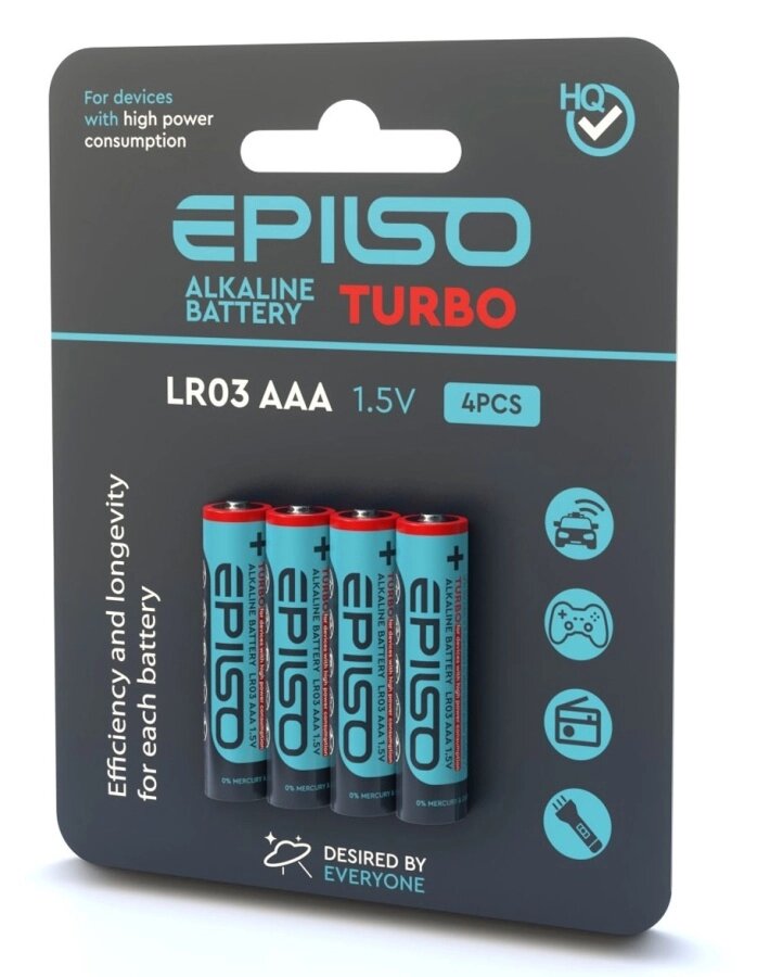 Батарейки EPILSO TURBO LR03/AAA, 4шт/уп 1.5V (40/720) (аналог DURACELL TURBO) от компании ООО "Барс" - фото 1