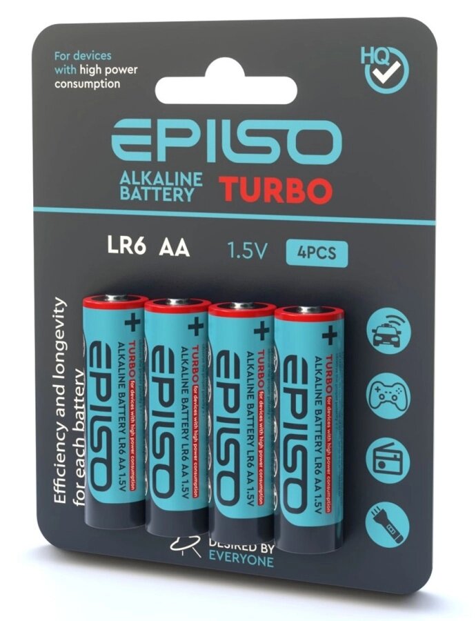 Батарейки EPILSO TURBO  LR6/AA, 4шт/уп 1.5V (40/720) (аналог DURACELL TURBO) от компании ООО "Барс" - фото 1