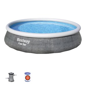 BESTWAY Бассейн надувной Fast Set, фильтр-насос, PVC, 396х84см, 57376