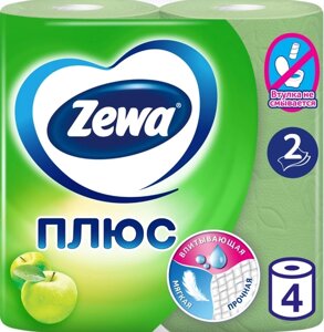 Бумага туалетная Zewa Plus 2-х слойная 4рул/уп. аромат яблока /24