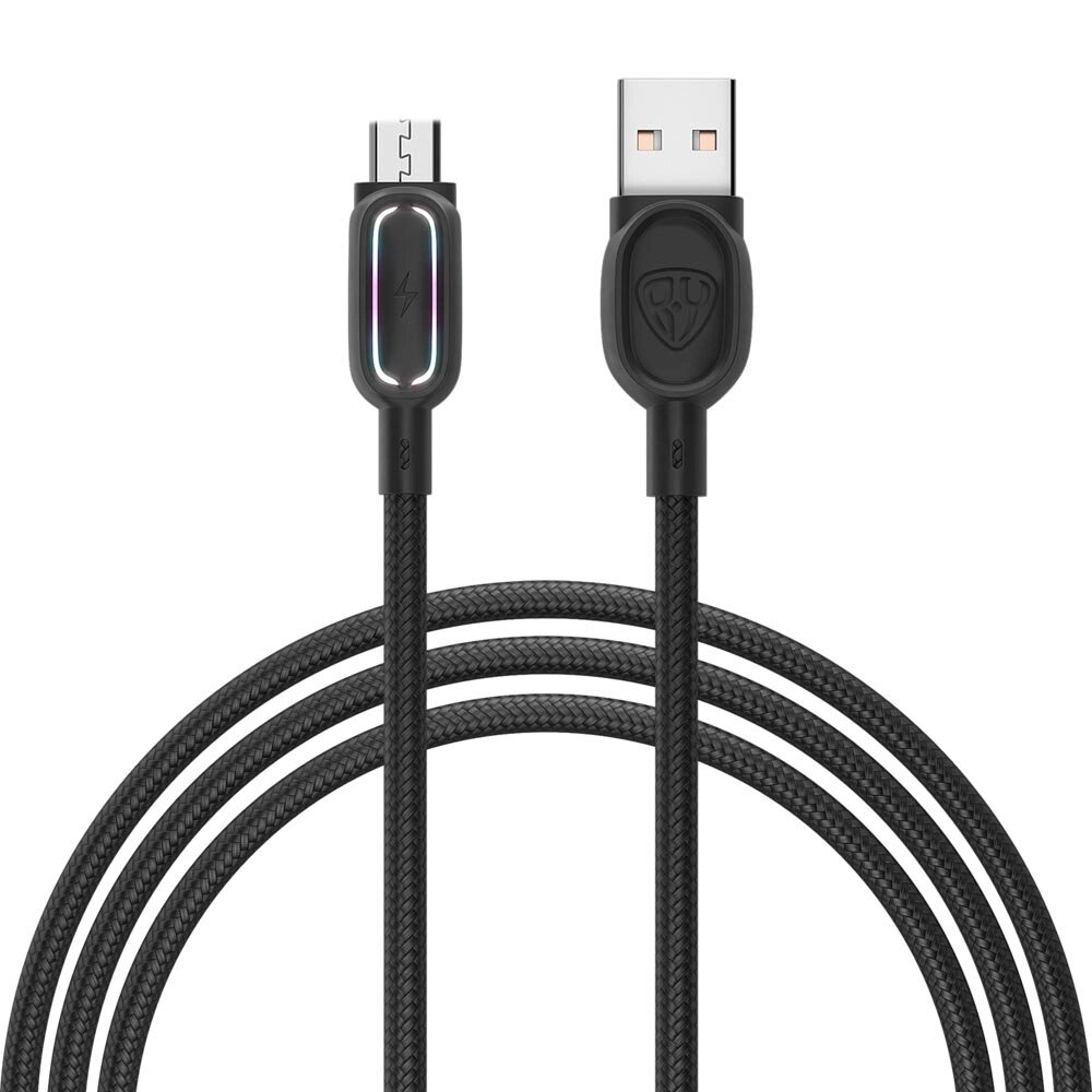 BY Кабель для зарядки Антарес Micro USB, 1м, 3A, штекер с подсветкой, плетен. кабель от компании ООО "Барс" - фото 1