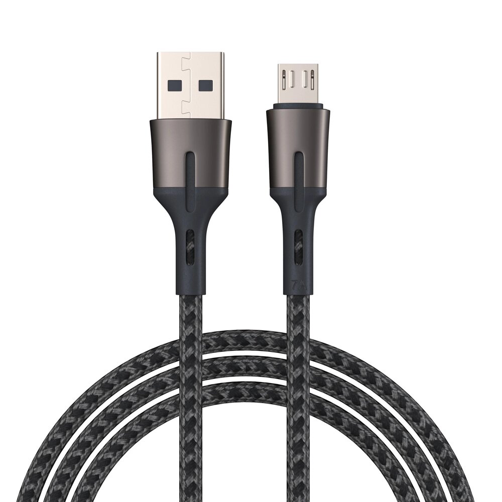 BY Кабель для зарядки Авангард Micro USB, 2м, 3А, Быстрая зарядка QC 3.0, черный от компании ООО "Барс" - фото 1