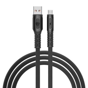 BY Кабель для зарядки Экстрим Micro USB, 1м, 2.4А, Быстрая зарядка QC3.0, ткань, черный