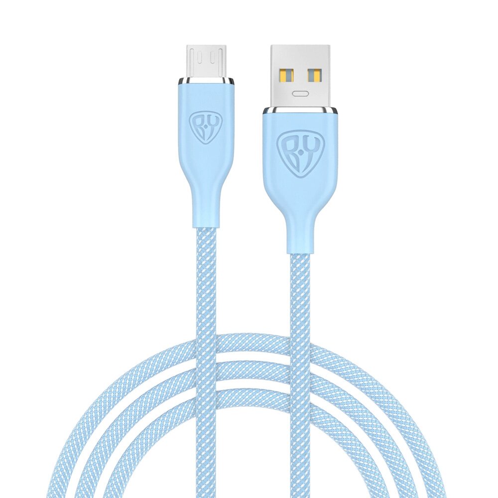 BY Кабель для зарядки Elite Micro USB, 3А, 1м, Быстрая зарядка QC3.0, 100см, голубой от компании ООО "Барс" - фото 1