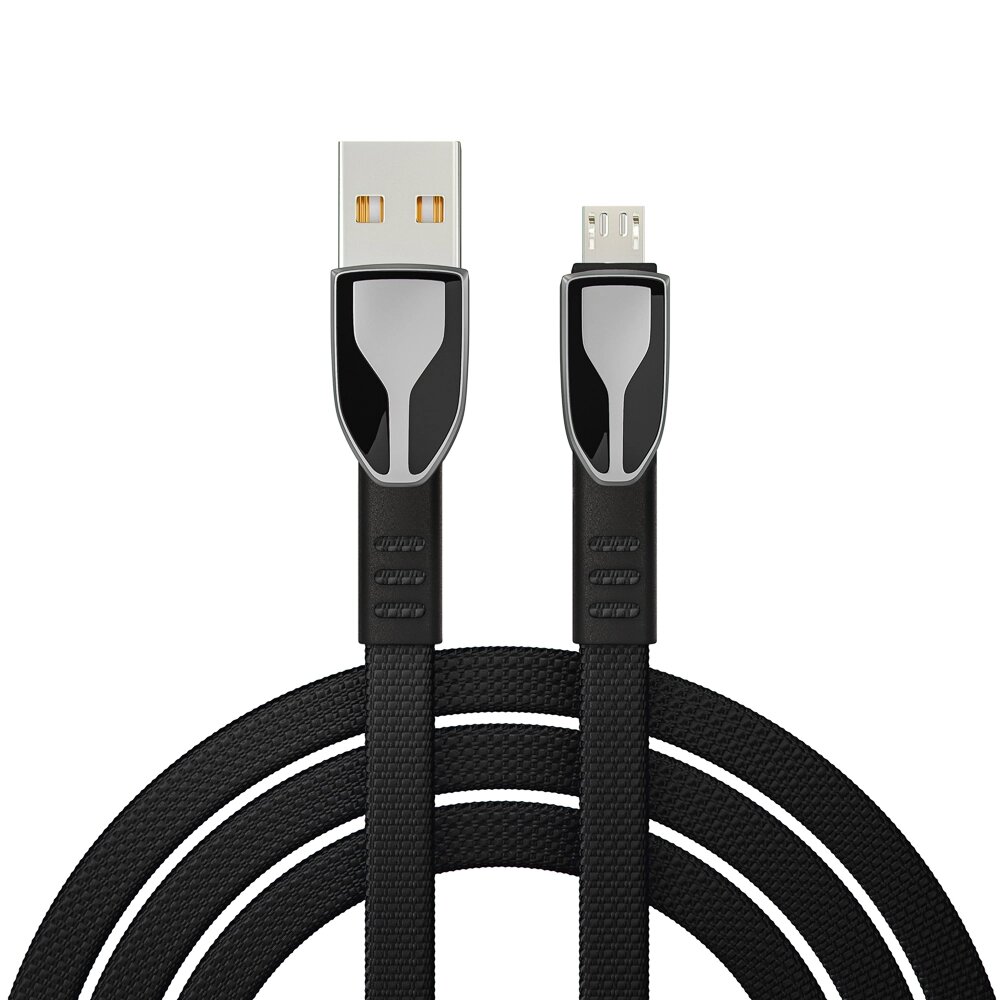 BY Кабель для зарядки Графика Micro USB, 1м, Быстрая зарядка QC3.0, штекер металл, черный от компании ООО "Барс" - фото 1