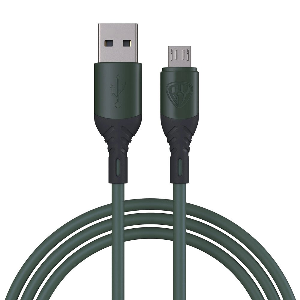 BY Кабель для зарядки Карнавал Micro USB, 1м, 2,4А, зеленый от компании ООО "Барс" - фото 1