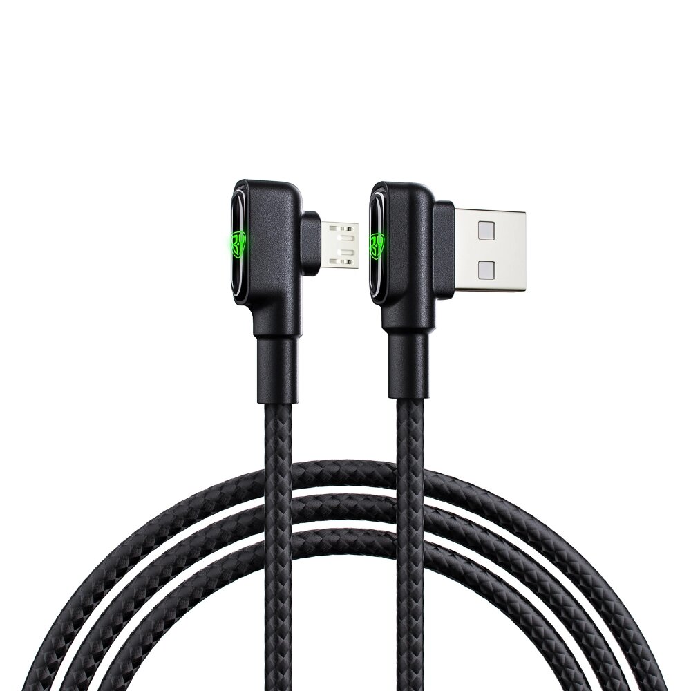 BY Кабель для зарядки L-shape Micro USB, 1м, 3A, Быстрая зарядка QC 3.0, черный от компании ООО "Барс" - фото 1