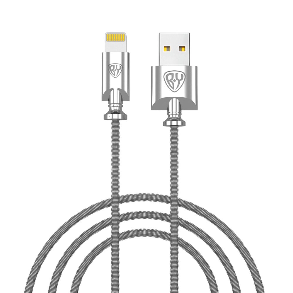 BY Кабель для зарядки Metall iP, 1м, 2,4A, металл от компании ООО "Барс" - фото 1