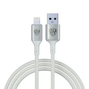 BY Кабель для зарядки Space Cable Pro iP, 2.4А, 1м, Быстрая зарядка, штекер металл, белый