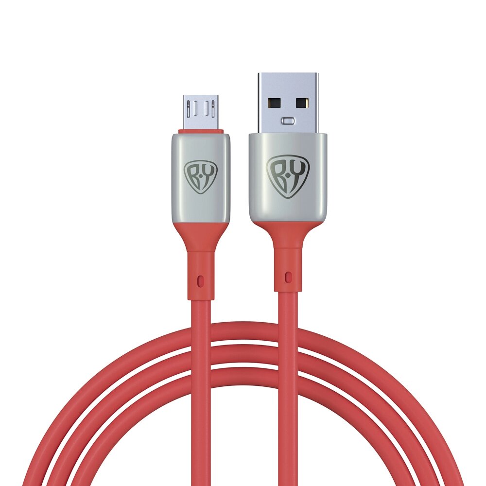 BY Кабель для зарядки Space Cable Pro Micro USB, 1м, Быстрая зарядка QC3.0, штекер металл, красный от компании ООО "Барс" - фото 1