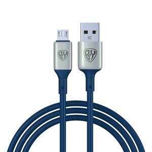 BY Кабель для зарядки Space Cable Pro Micro USB, 1м, Быстрая зарядка QC3.0, штекер металл, синий