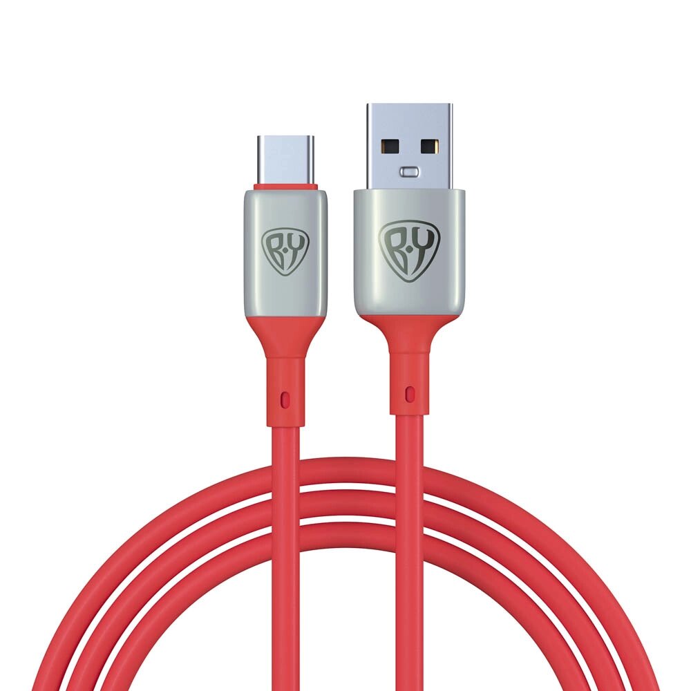 BY Кабель для зарядки Space Cable Pro Type-C, 1м, Быстрая зарядка QC3.0, штекер металл, красный от компании ООО "Барс" - фото 1