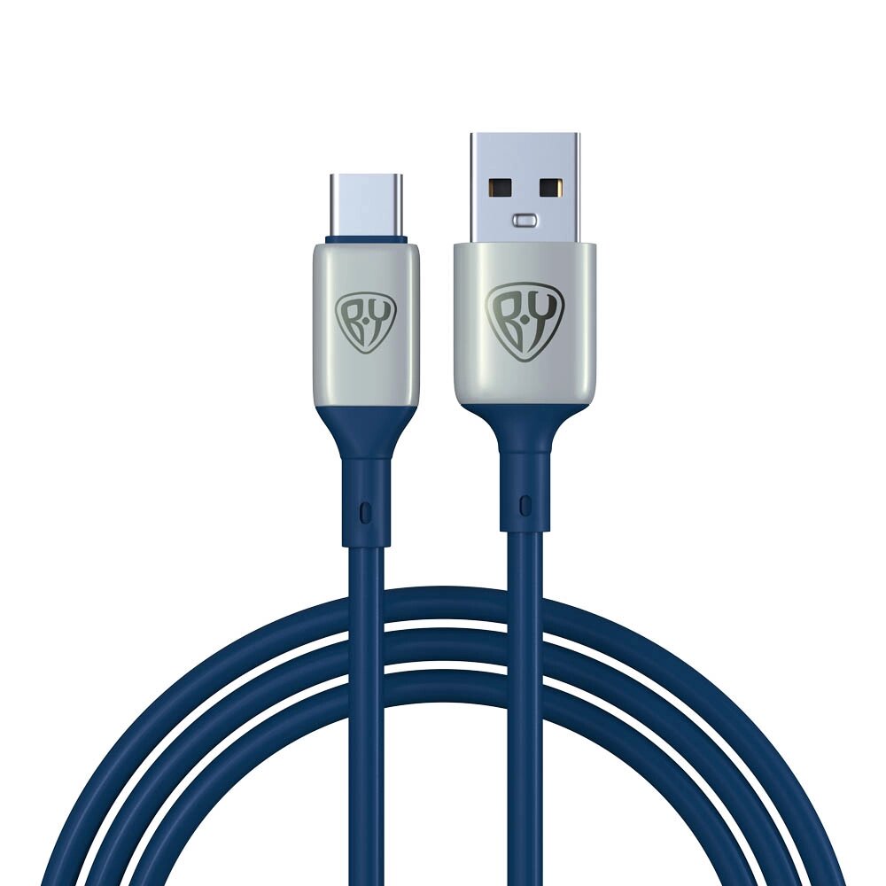 BY Кабель для зарядки Space Cable Pro Type-C, 1м, Быстрая зарядка QC3.0, штекер металл, синий от компании ООО "Барс" - фото 1