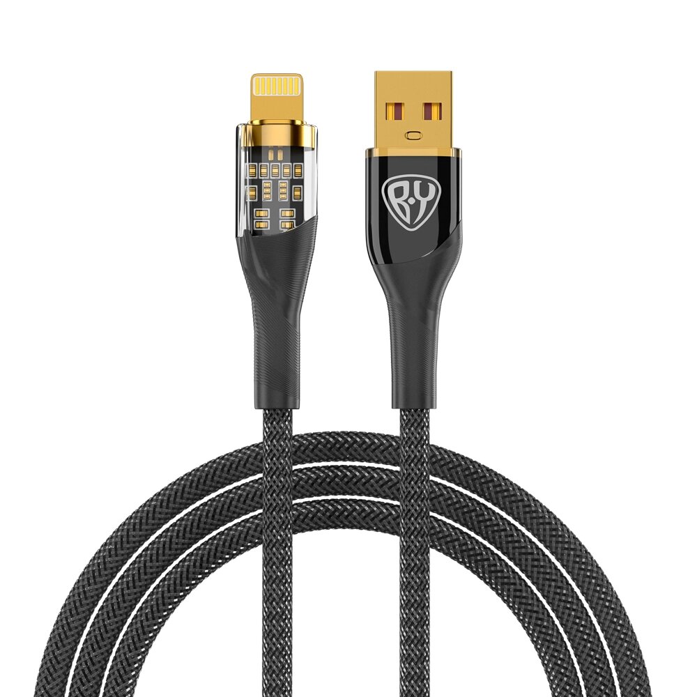 BY Кабель для зарядки Space Cable Techno iP, 1 м, 2.4А, Быстрая зарядка, черный от компании ООО "Барс" - фото 1