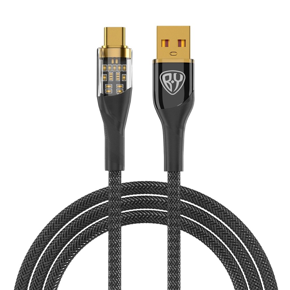 BY Кабель для зарядки Space Cable Techno Type-C, 1 м, 3А, Быстрая зарядка QC3.0, черный от компании ООО "Барс" - фото 1